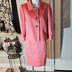 Tahari Vibrant Coral Dress Suit